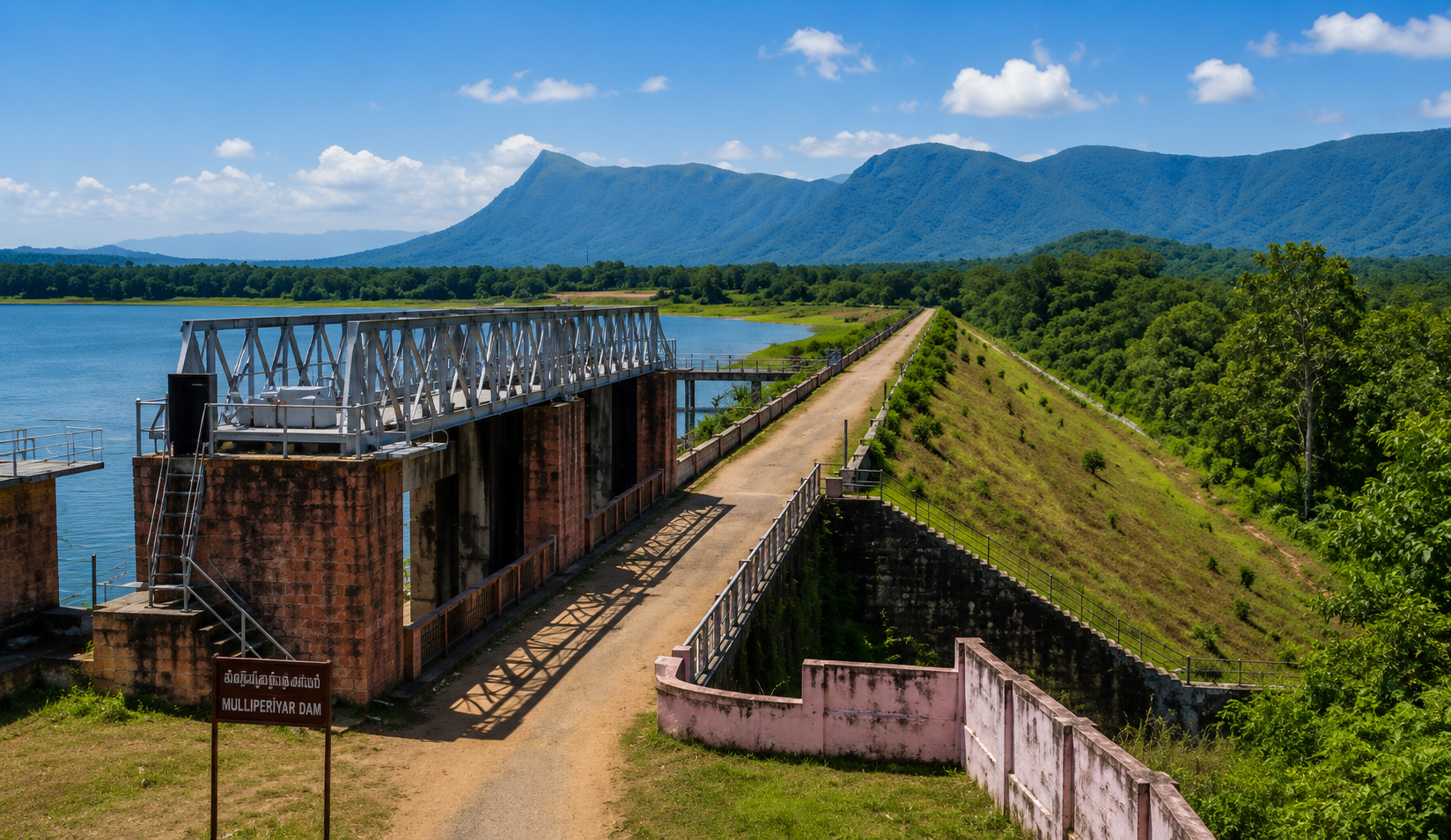 Rear view of Meenkara Dam, a tourist destination located in Palakkad District of Kerala near Mango Village Resort.